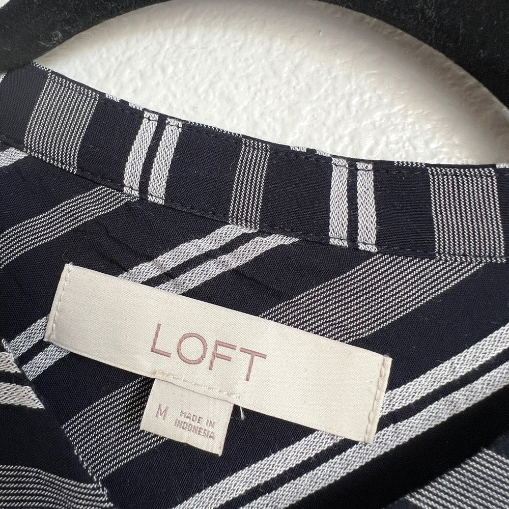 EUC LOFT Navy and White Striped dress, size Medium